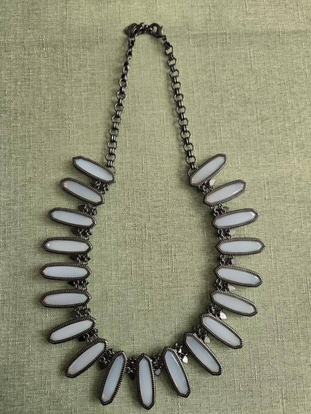 Kendra Scott Gabriella Gunmetal and Iridescent Opal Collar Statement Necklace - Picture 5 of 6